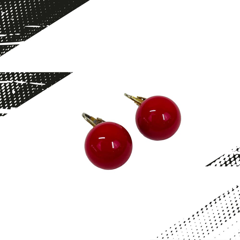 Vintage 80s Earrings Red Chunky 80s VTG Original Clip On Earrings Vintage